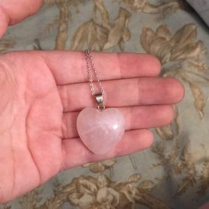 Pink quartz heart necklace